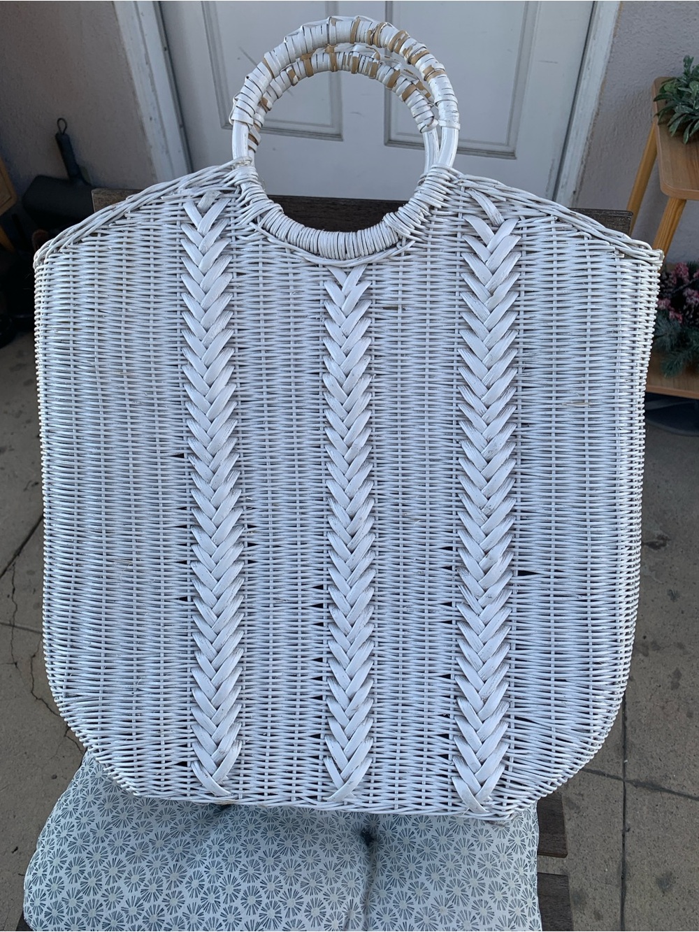 Ulla Johnson White Woven Rattan Tote Bag - Women Tops Accessory